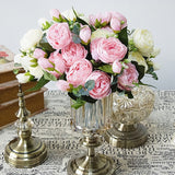 5 PCS Artificial Rose Flowers Small Bouquet Flores Home Party Wedding Fake Flower Decoration, Yellow, White, Purple, Magenta, Pink, Pink and Magenta, Blue