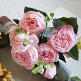 5 PCS Artificial Rose Flowers Small Bouquet Flores Home Party Wedding Fake Flower Decoration, Yellow, White, Purple, Magenta, Pink, Pink and Magenta, Blue