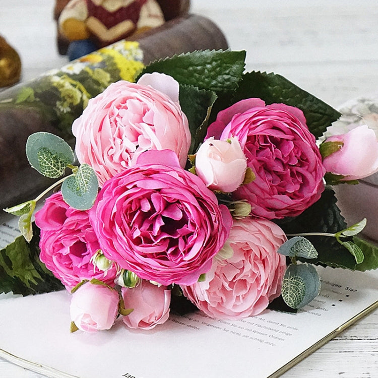 5 PCS Artificial Rose Flowers Small Bouquet Flores Home Party Wedding Fake Flower Decoration, Yellow, White, Purple, Magenta, Pink, Pink and Magenta, Blue