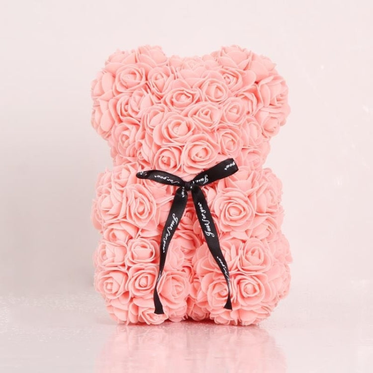 25cm Bear Shape Artificial Foam Roses Flower Ornament, Red, Light Pink, Deep Pink, Purple, Milk White, Sky Blue, Gray Light Pink