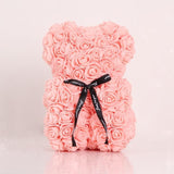 25cm Bear Shape Artificial Foam Roses Flower Ornament, Red, Light Pink, Deep Pink, Purple, Milk White, Sky Blue, Gray