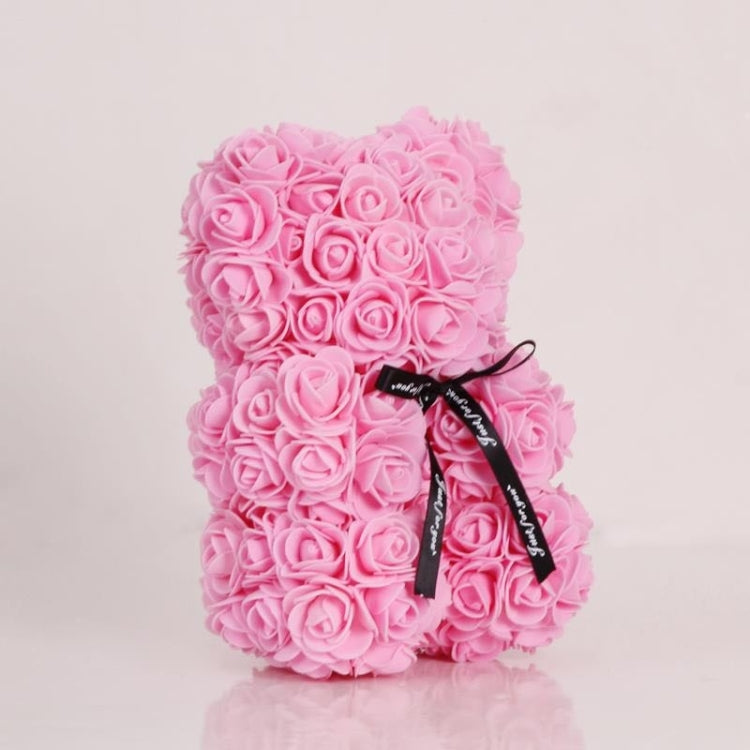 25cm Bear Shape Artificial Foam Roses Flower Ornament, Red, Light Pink, Deep Pink, Purple, Milk White, Sky Blue, Gray Deep Pink
