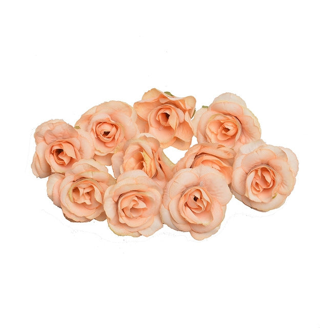 10 Sets 4cm Artificial Flower Silk Rose Flower Head for Wedding Party Home Decoration Orange