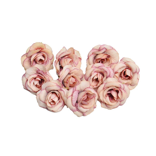 10 Sets 4cm Artificial Flower Silk Rose Flower Head for Wedding Party Home Decoration Dark pink