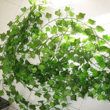 12 PCS 2.4M Artificial Ivy Green Leaf Garland Plants Vine Fake Home Decor PlasticFlower Rattan String, Ivy Green Leaf