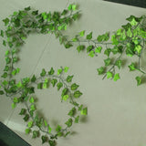 12 PCS 2.4M Artificial Ivy Green Leaf Garland Plants Vine Fake Home Decor PlasticFlower Rattan String, Ivy Green Leaf