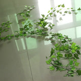 12 PCS 2.4M Artificial Ivy Green Leaf Garland Plants Vine Fake Home Decor PlasticFlower Rattan String, Ivy Green Leaf