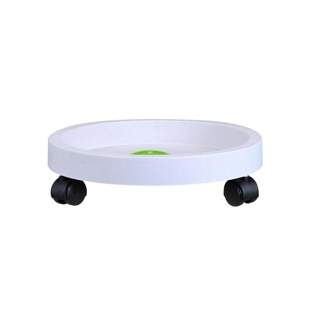 Universal Round Wheels Pot Tray Easy Moving Plant Pot Tray Garden Plate Plastic Stand White