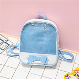 Transparent Children Backpack Cute Bow Bags Mini Schoolbag Blue