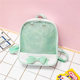 Transparent Children Backpack Cute Bow Bags Mini Schoolbag Green