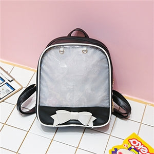 Transparent Children Backpack Cute Bow Bags Mini Schoolbag Black
