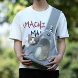 TAILUP Pets Carry Out Shoulder Bag Convenient Foldable Leather Chest Bag, S, M S Light Grey