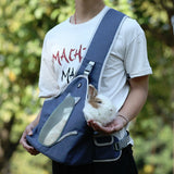 TAILUP Pets Carry Out Shoulder Bag Convenient Foldable Leather Chest Bag, S, M M Jean Blue