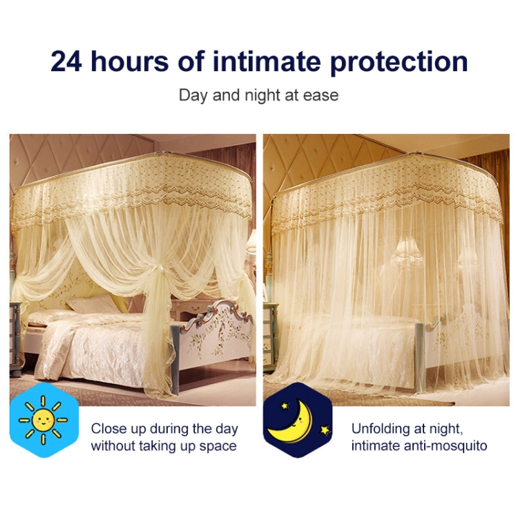 U-shaped Three-door Stainless Steel Tube Floor Mosquito Net, Super Thick 32mm 2.0x2.2m