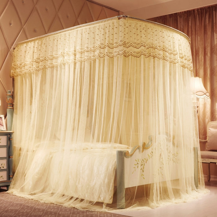 U-shaped Three-door Stainless Steel Tube Floor Mosquito Net, Super Thick 32mm 2.0x2.2m Super Thick 32mm 2.0x2.2m Beige