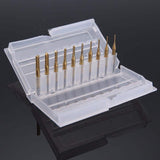 10pcs / Set titanium coated carbide end mill engraving knife edge milling cutter CNC milling machine, Milling Cutter