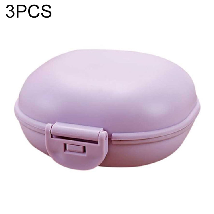 3 PCS Bathroom Dish Plate Case Home Shower Travel Hiking Holder Container Soap Box purple