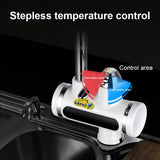 220V Kitchen Tankless Water Heater Instant Electric Faucet Electric Heater Tap with Temperature Display, Water from below, Water from side