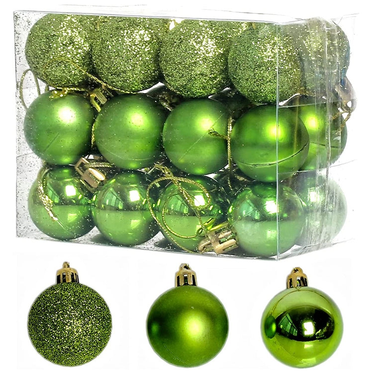 24 PCS 3cm Home Christmas Tree Decor Ball Bauble Hanging Xmas Party Ornament Decorations, green, black, blue, rose gold, white green