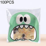 100 PCS Cute Big Teech Mouth Monster Plastic Bag Wedding Birthday Cookie Candy Gift OPP Packaging Bags, 7x7cm, 10x10cm 7x7cm Green