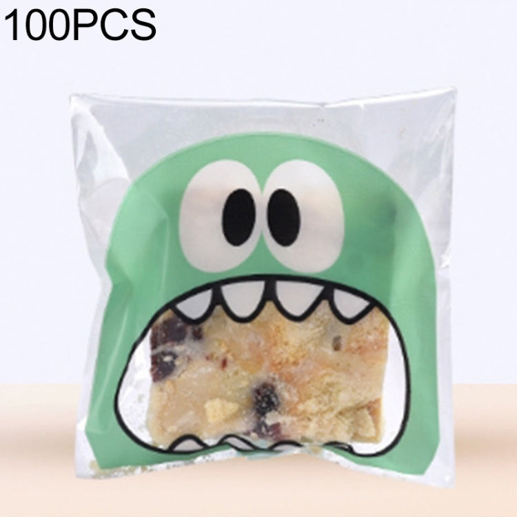 100 PCS Cute Big Teech Mouth Monster Plastic Bag Wedding Birthday Cookie Candy Gift OPP Packaging Bags, 7x7cm, 10x10cm 7x7cm Green