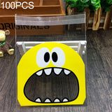 100 PCS Cute Big Teech Mouth Monster Plastic Bag Wedding Birthday Cookie Candy Gift OPP Packaging Bags, 7x7cm, 10x10cm 7x7cm Yellow