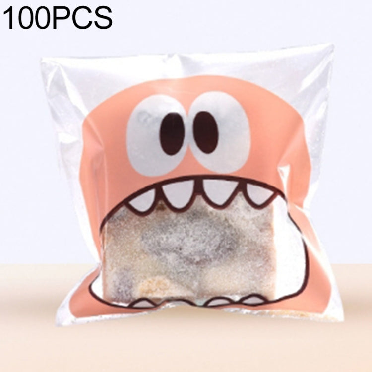 100 PCS Cute Big Teech Mouth Monster Plastic Bag Wedding Birthday Cookie Candy Gift OPP Packaging Bags, 7x7cm, 10x10cm 10x10cm Pink