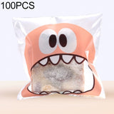 100 PCS Cute Big Teech Mouth Monster Plastic Bag Wedding Birthday Cookie Candy Gift OPP Packaging Bags, 7x7cm, 10x10cm 10x10cm Pink