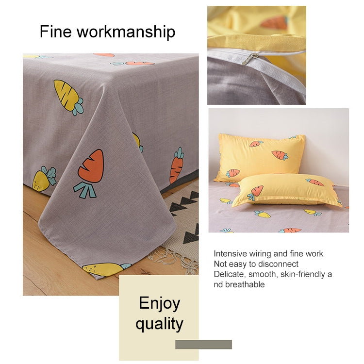 Simple Cotton Grinding Bed Four-Piece Duvet Cover Sheet Pillowcase, 150x200cm