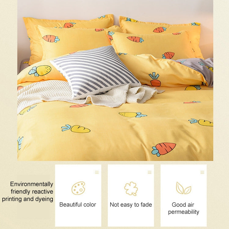 Simple Cotton Grinding Bed Four-Piece Duvet Cover Sheet Pillowcase, 150x200cm