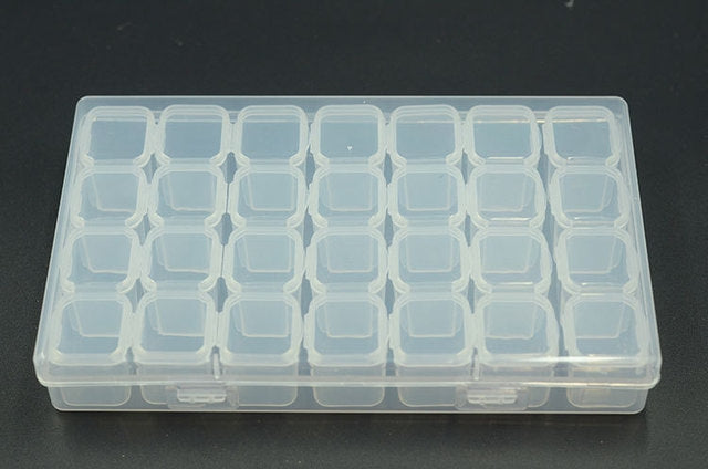 28 Slots Manicure Tool Storage Box Dustproof Independent Compartment Mini Drill Box Jewelry Box PP Pill Box