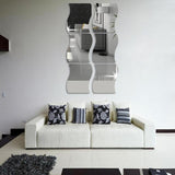 Wall Mirror Acrylic DIY Wave Style Removable Glass Sticker Makeup Mirror Home Bedroom Decorative, Wall Mirror Acrylic