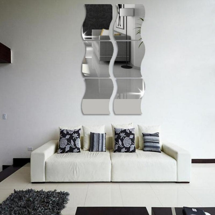 Wall Mirror Acrylic DIY Wave Style Removable Glass Sticker Makeup Mirror Home Bedroom Decorative, Wall Mirror Acrylic