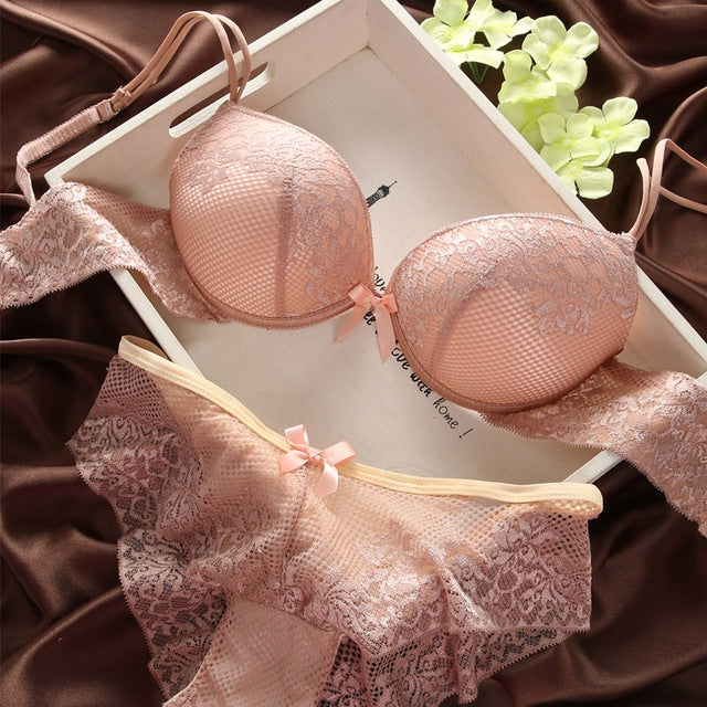 Lace Sexy Thin Underwear Vintage Solid Color Bra Set, 70B, 70C, 75B, 75C, 80B, 80C - Zen Craft