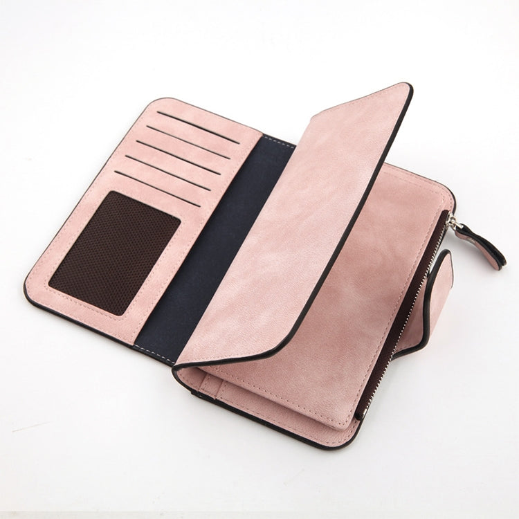 Women Scrub Leather Lady Purses Clutch Long Female Wallet, Gray, Pink, Light Gray, Rose Red, Blue, Brown