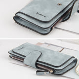 Women Scrub Leather Lady Purses Clutch Long Female Wallet, Gray, Pink, Light Gray, Rose Red, Blue, Brown