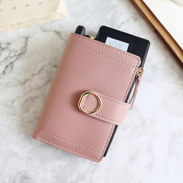 Women Wallets Small Fashion Leather Purse Ladies Card Bag For Female Purse Money Clip Wallet Dark Pink