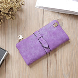 Solid Drawstring Nubuck Leather Zipper Long Women Wallet Phone Bag Purse Card Holder