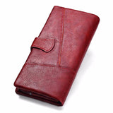 KAVIS Genuine Leather Women Wallet Long Clutch Zipper Coin Purse