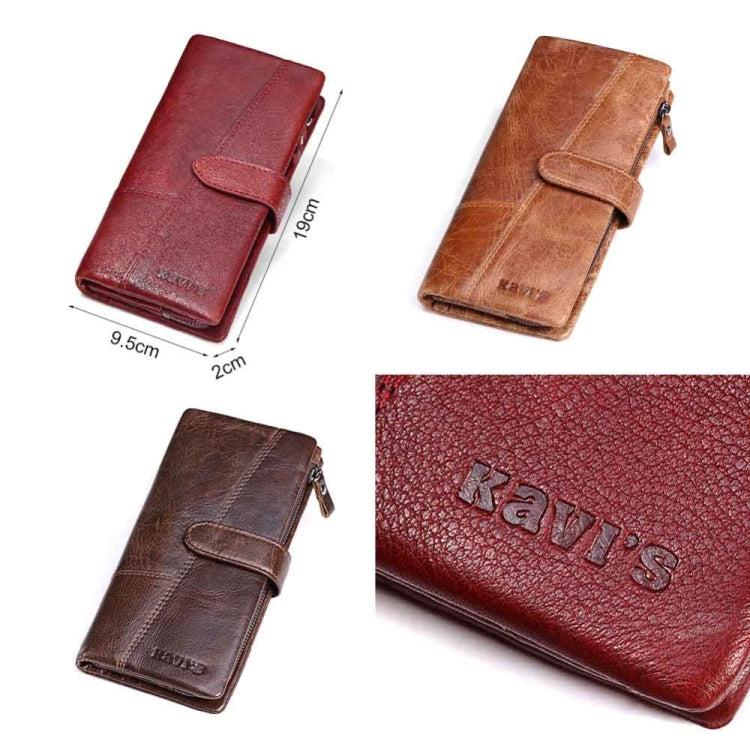 KAVIS Genuine Leather Women Wallet Long Clutch Zipper Coin Purse