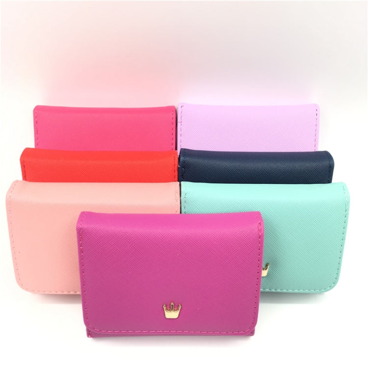 Short Mini Women Wallets Crown Decorated Fold PU Leather Coin Purse Card Holder