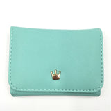 Short Mini Women Wallets Crown Decorated Fold PU Leather Coin Purse Card Holder