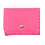 Short Mini Women Wallets Crown Decorated Fold PU Leather Coin Purse Card Holder