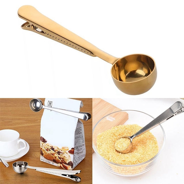 Multifunction Kitchen Coffee Scoop With Clip Stainless Steel Tea Coffee Measuring Cup Coffee Scoop, Coffee Scoop(Silver), Coffee Scoop(Gold), Coffee Scoop(Black), Coffee Scoop(Rose Gold)