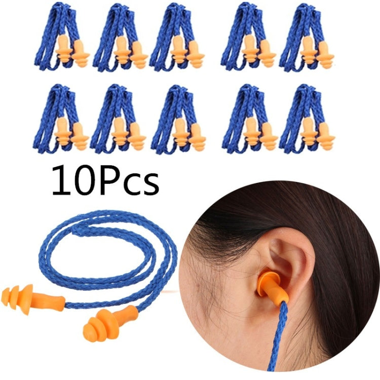 10 PCS Soft Silicone Corded Ear Plugs ears Protector Reusable Hearing Protection Noise Reduction Earplugs Default Title