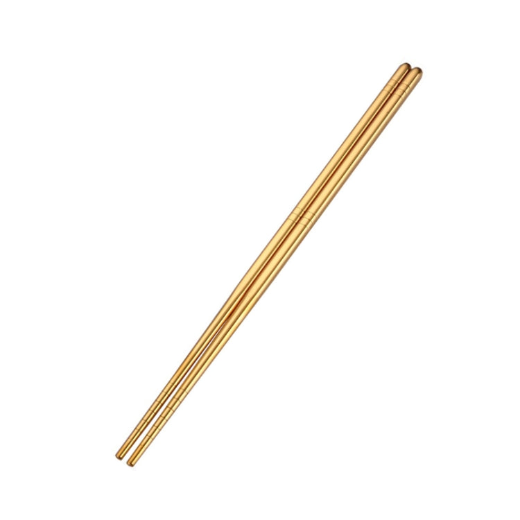 1 Pair Stainless Steel Tableware Colorful Reusable Metal Chopsticks Dishware, Length：23cm Gold