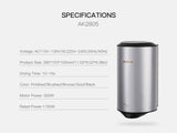 304 Stainless Steel Automatic SensorJet Hand Dryer High Speed Airflow for Home Hotel Airport Hands Drying Machine