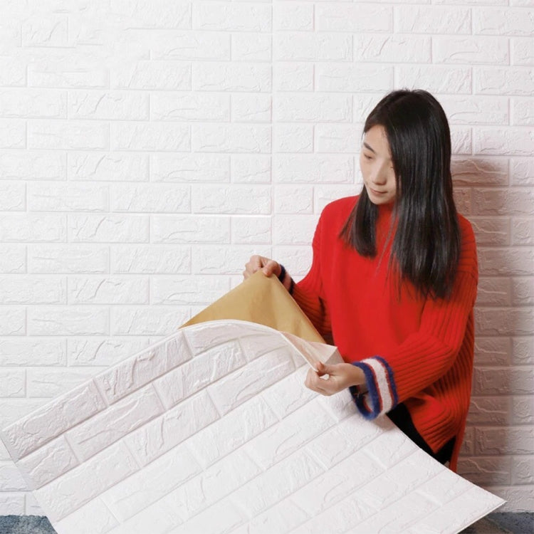 2 PCS Self Adhesive Waterproof TV Background Brick Wallpapers 3D Wall Sticker Living Room Wallpaper Mural Bedroom Decorative Stickers, 70cm x 77cm