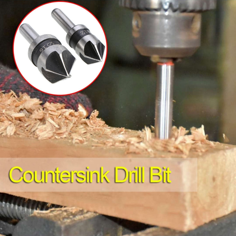 2 In 1 Round Handle 5 Blade Chamfering Woodworking Countersunk Drill Cone Drill, 5 Blade