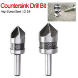 2 In 1 Round Handle 5 Blade Chamfering Woodworking Countersunk Drill Cone Drill, 5 Blade